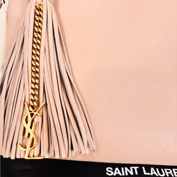Saint Laurent YSL “Teen” Monogram Tassle Blush Leather Small Crossbody Bag - Picture 4 of 14